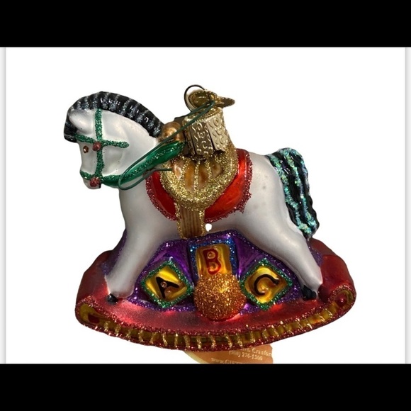 LOT OF 2 OLD WORLD CHRISTMAS TREE ORNAMENTS SANTA & ROCKING HORSE IN BOXES - Picture 6 of 9